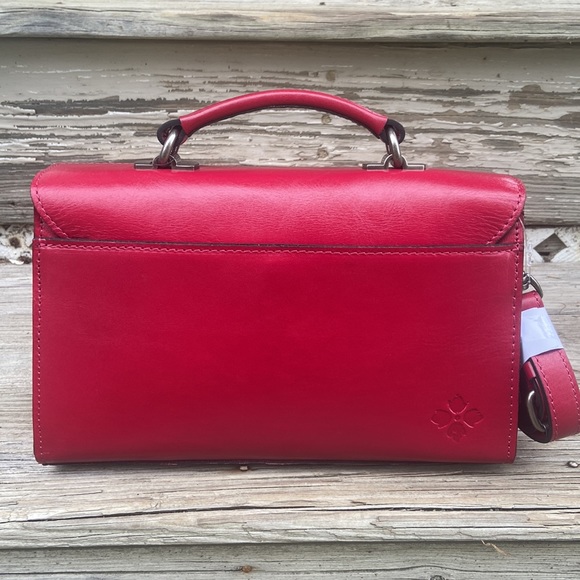 NWT Patricia Nash Charonne Satchel Bag Tooled Granita Red Leather Handbag Purse - Picture 4 of 11